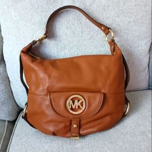 Michael Kors brown soft genuine leather bucket bag